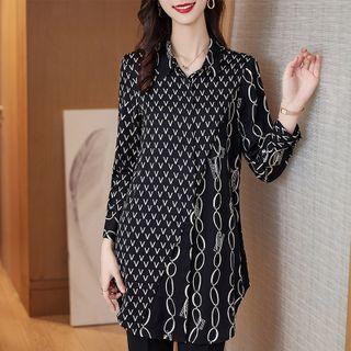 Print Panel Blouse / Dress Pants / Set