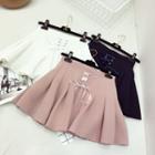 Plain Front-tie Pleated A-line Skirt