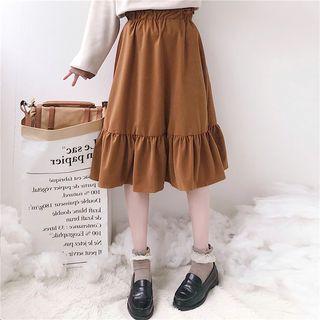Ruffed A-line Skirt Khaki - One Size