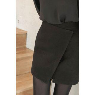 Wool Blend Mini Wrap Skirt