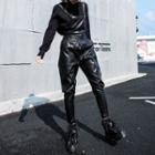 Faux Leather Jumper Pants