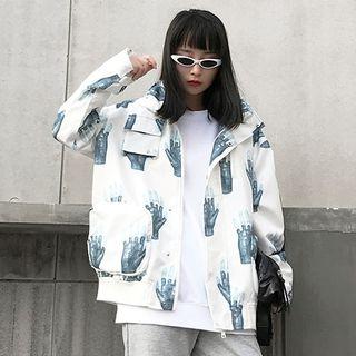 Loose-fit Printed Jacket White - One Size