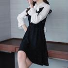 3/4-sleeve Tie Front A-line Mini Dress