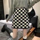 Check Knit A-line Skirt (various Designs)