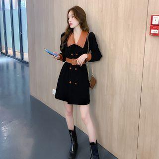Two Tone Corduroy Button-up Oversize Coat