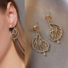 Rhinestone Alloy Wings Dangle Earring 1 Pair - S368 - 01 - Gold - One Size