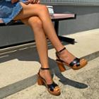 Cross-strap Genuine Leather Kitten-heel Sandals