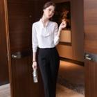 Long-sleeve Tie-neck Blouse / Pencil Skirt / Dress Pants