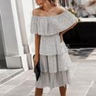 Off-shoulder Dotted Midi Sundress