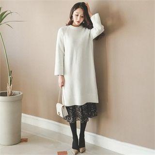 Crew-neck Raglan-sleeve Knit Dress