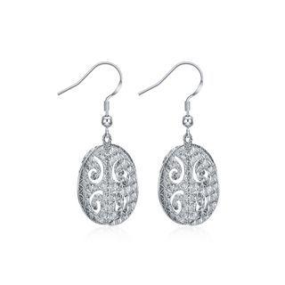 Fashion Elegant Hollow Pattern Earrings Silver - One Size