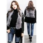 Open-front Color-block Faux-fur Vest