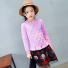 Long-sleeved Printed Panel Mesh Sheath Dress