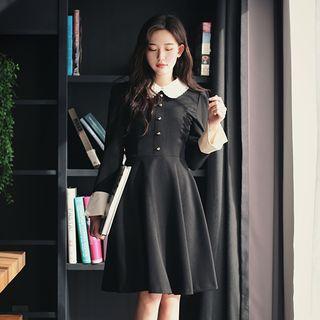 Lace Trim Collar A-line Knit Dress