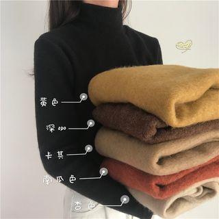 Long Sleeve Plain High Neck Top