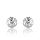 14k White Gold Diamond Cut Dainty Ball Stud Earrings