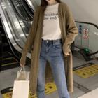 Lace-up Long-sleeve A-line Dress / Open Front Long Cardigan