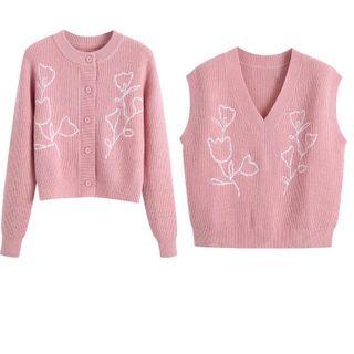 Embroidered Cardigan / Sweater Vest