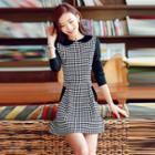 Gingham Panel Collared Dress