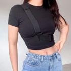 Belted Short-sleeve Cropped T-shirt