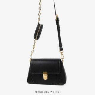 Push-lock Shoulder Bag With Coin Pouch