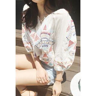Tassel-detail Embroidered Top