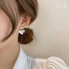 Clover Rhinestone Cat Eye Stone Dangle Earring 1 Pair - White & Gold - One Size