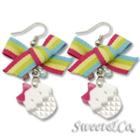 Rainbow Ribbon Swarovski Miss Cupcake Earrings Silver - One Size
