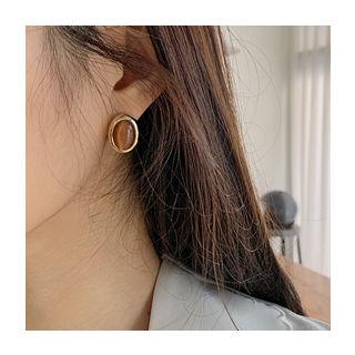 Framed Oval Faux-gem Ear Studs