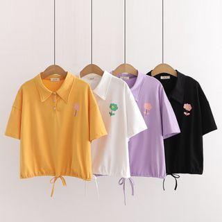 Short-sleeve Cropped Polo Shirt  - One Size
