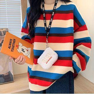 Striped Sweater Striped - Red & Blue & White - One Size