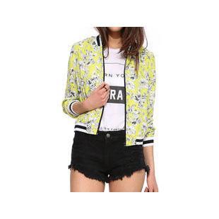 Long Sleeved Floral Print Baseball Jacket