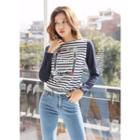 Flower Print Striped T-shirt