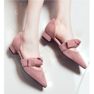 Faux-suede Pointy-toe Low-heel Pumps