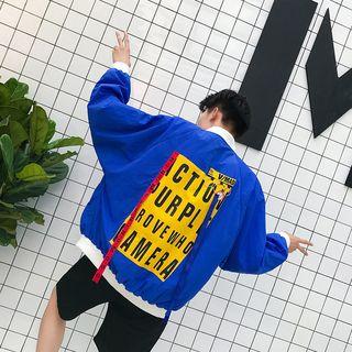 Printed Hoop-detail Raglan Light Jacket