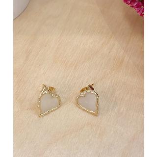 Heart Studded Earrings Ivory - One Size