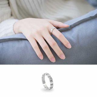 925 Sterling Silver Rhinestone Open Ring White Gold - One Size