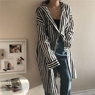 Hooded Oversized Stripe Blouse