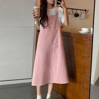 Plain Midi Shift Overall Dress