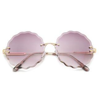 Scallop Trim Round Frameless Sunglasses