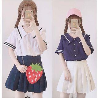 Short-sleeve Sailor Shirt / Pleated Skirt