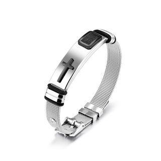 Fashion Classic Black Cross Geometry 316l Stainless Steel Bracelet Silver - One Size