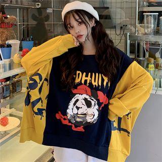 Two-tone Printed Long-sleeve Sweatshirt