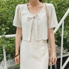 Short-sleeve Tie-front Cardigan