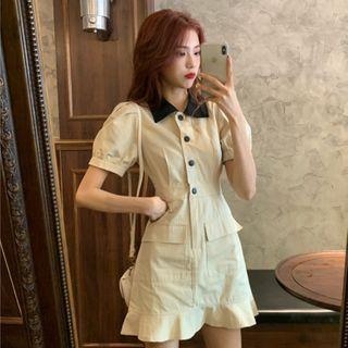 Puff-sleeve Ruffled Polo Dress