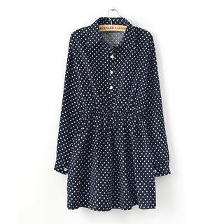 Long-sleeve Dotted Shirtdress
