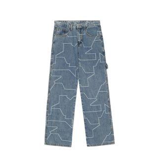 Mid Rise Patterned Washed Loose Fit Jeans