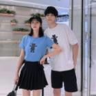 Couple Matching Short-sleeve Printed T-shirt / Mini A-line Skirt / Shorts / Set