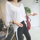 Scoop-neck Strap-detail T-shirt