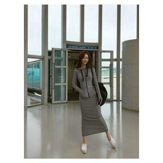 Set: Striped Zip Hoodie + Maxi Straight Fit Skirt